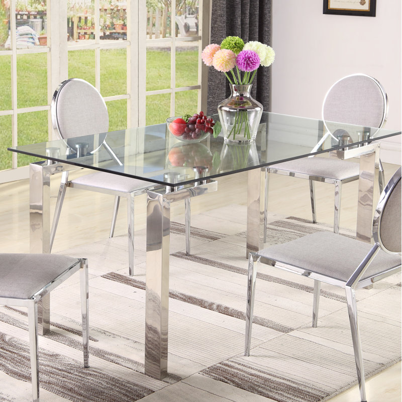 Orren Ellis Clare Dining Table Silver